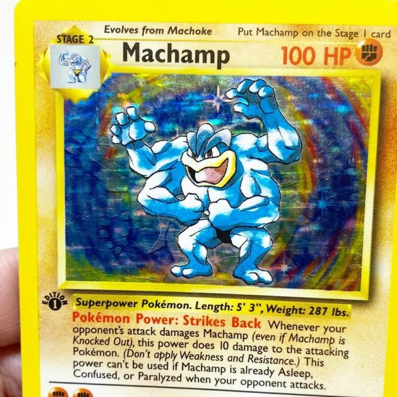 Pokemon MACHAMP 1st Edition Holo Rare 8/102 Base - Picture 13 of 13